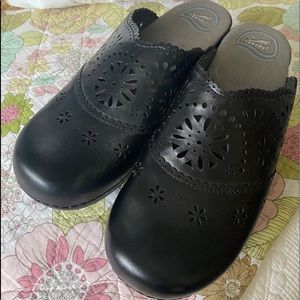 Dansko Black Perforated Mule/Clog
